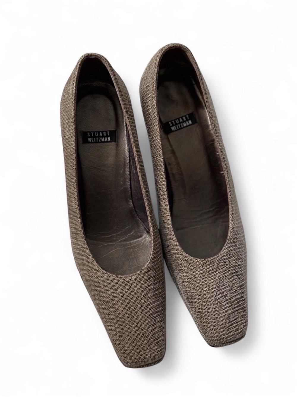 Vintage Stuart Weitzman Brown Knit Square-Front Flats size 6